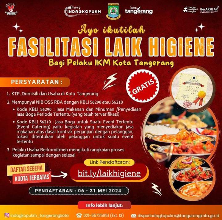 buruan-daftar-disperindagkop-ukm-kota-tangerang-buka-pendaftaran-fasilitasi-laik-higiene-gratis