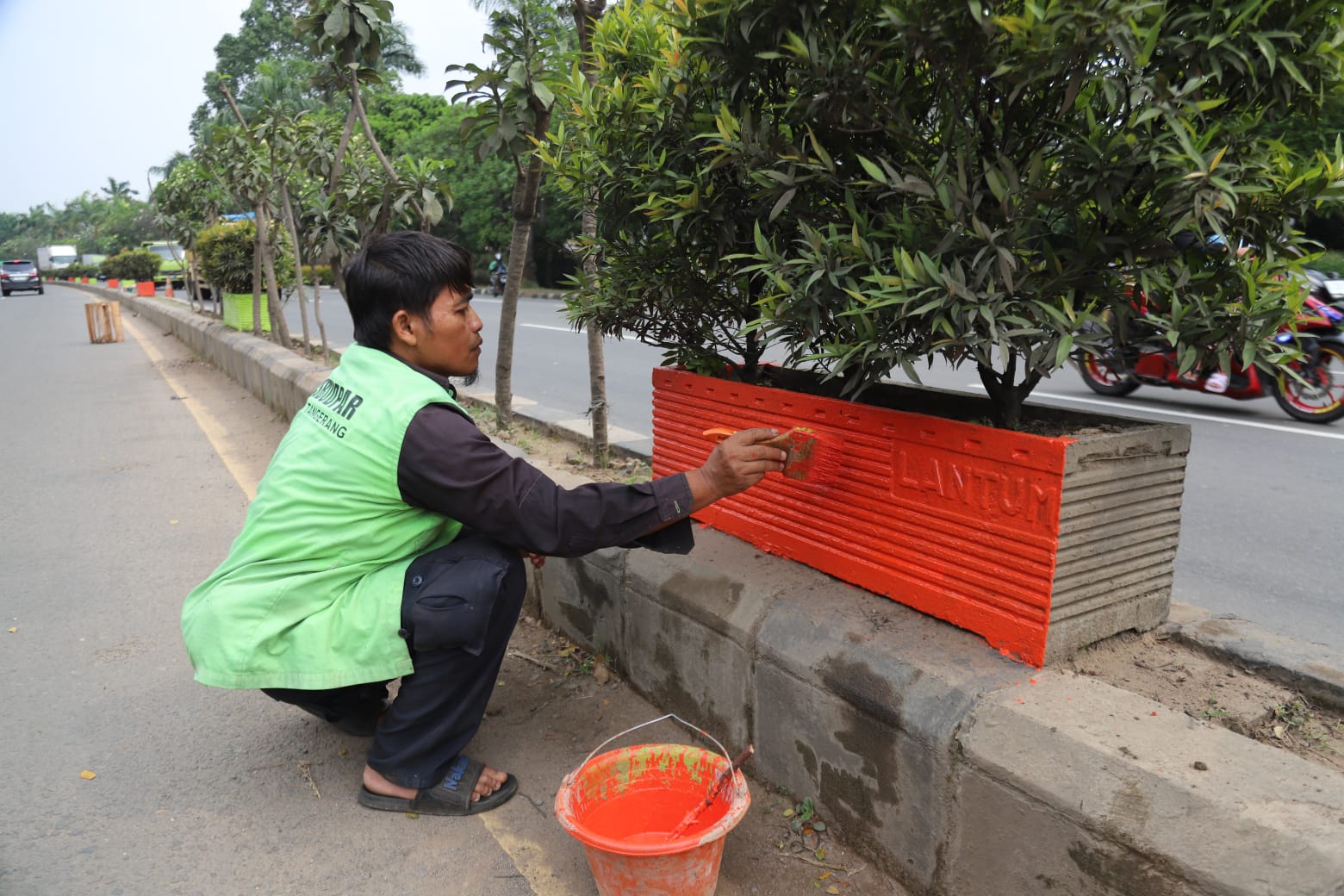 percantik-kota-pemkot-tangerang-cat-ulang-pot-tanamanan-di-sepanjang-jalan-daan-mogot